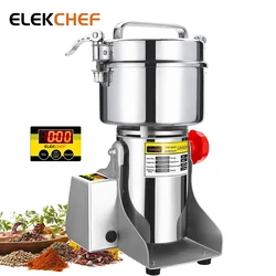 ELEKCHEF Digital Dry Grain Grinder Mill 800g Electric High-speed Spice Grinder 2400W Commercial Motor Powder Machine