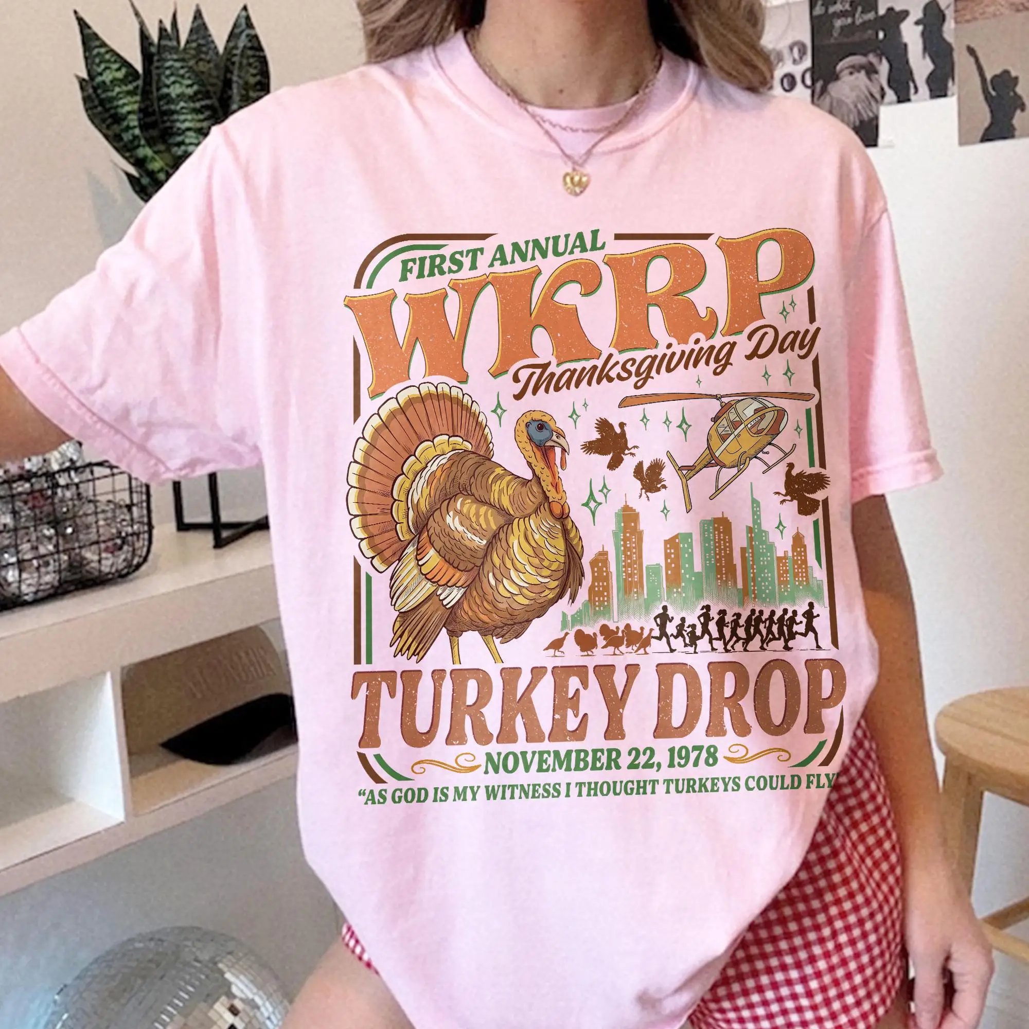 Funny Thanksgiving Day T-shirt, First Annual WKRP Turkey Drop Tshirt, Thanksgiving Day 1978 Tee, Give Thanks Gift Tee