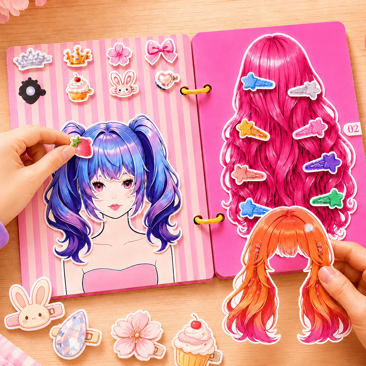 4‑in‑1 Dress‑up Quiet Book Girls Makeup Hair Manicure Sticker Book Princess Dress Matching Puzzle Activity Sticker Book