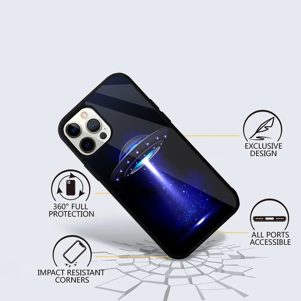 Alien Martian UFO Phone Case For iPhone 16,15,14,13,12,11,Plus,Pro,Max Mini Magsafe Magnetic Wireless Charging