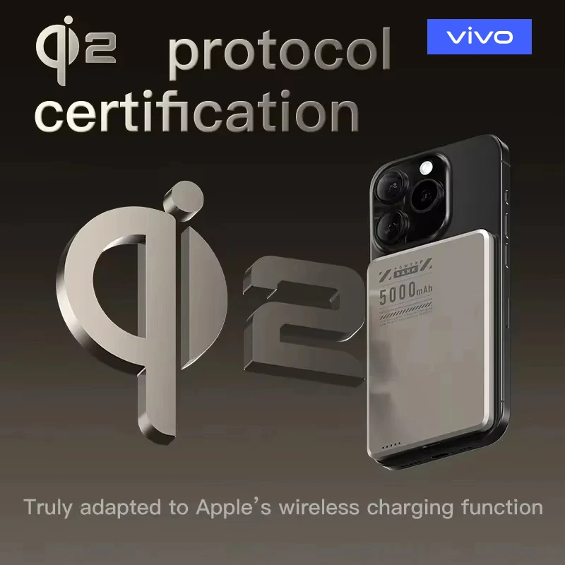 باور بانك لاسلكي Xiaomi Ultra Slim 5000mAh Qi2 لـ Magsafe شحن سريع بطارية بمشبك خلفي عالي السعة لهاتف iPhone وسامسونج جديد