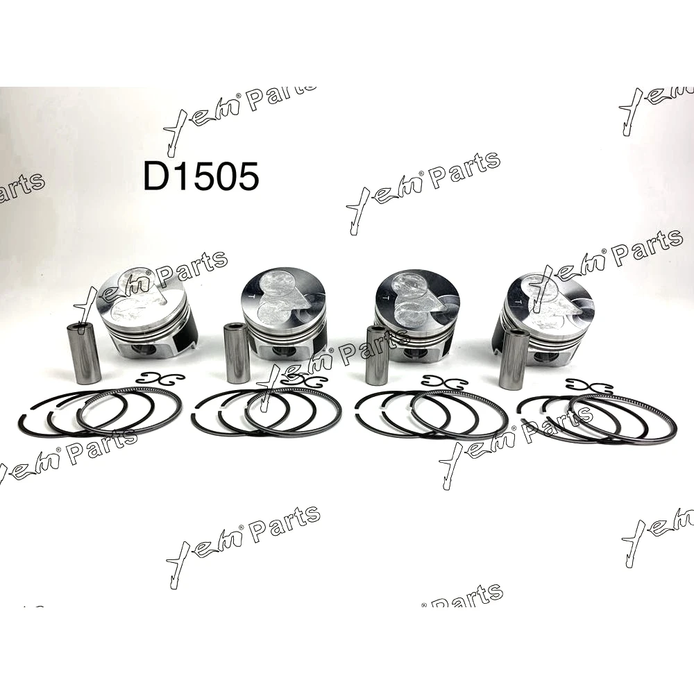 Hot Sell Pistons + Rings Set Kit Oversize 78mm (+0.50mm) For Kubota V1505 x4 PCS Engine Parts