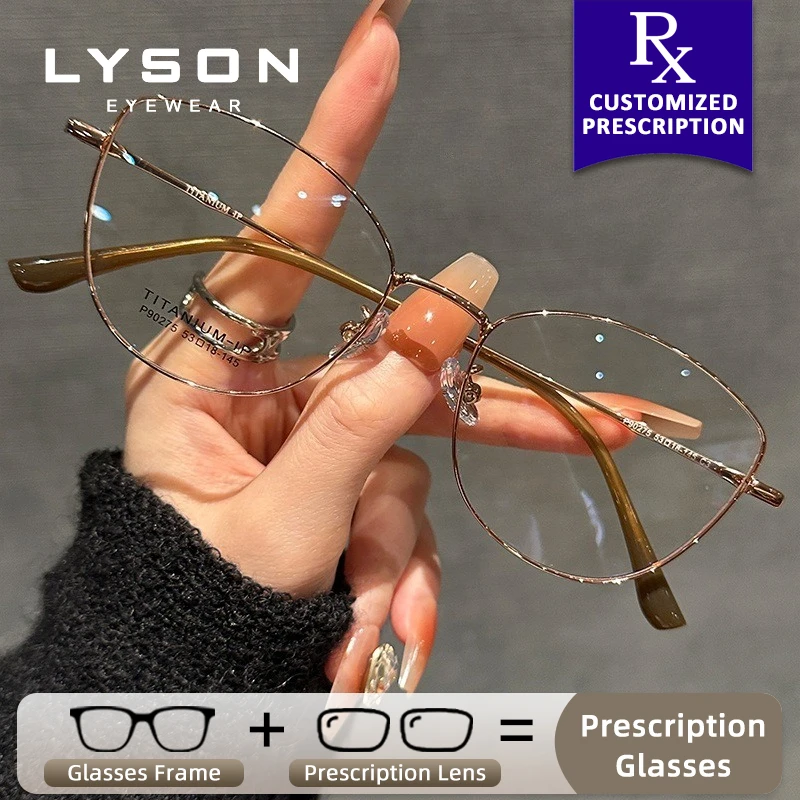 

LYSON Ultralight Pure Titanium Cat Eye Women Myopia Prescription Glasses Customized Progressive Anti Blue Light Reading Glasses