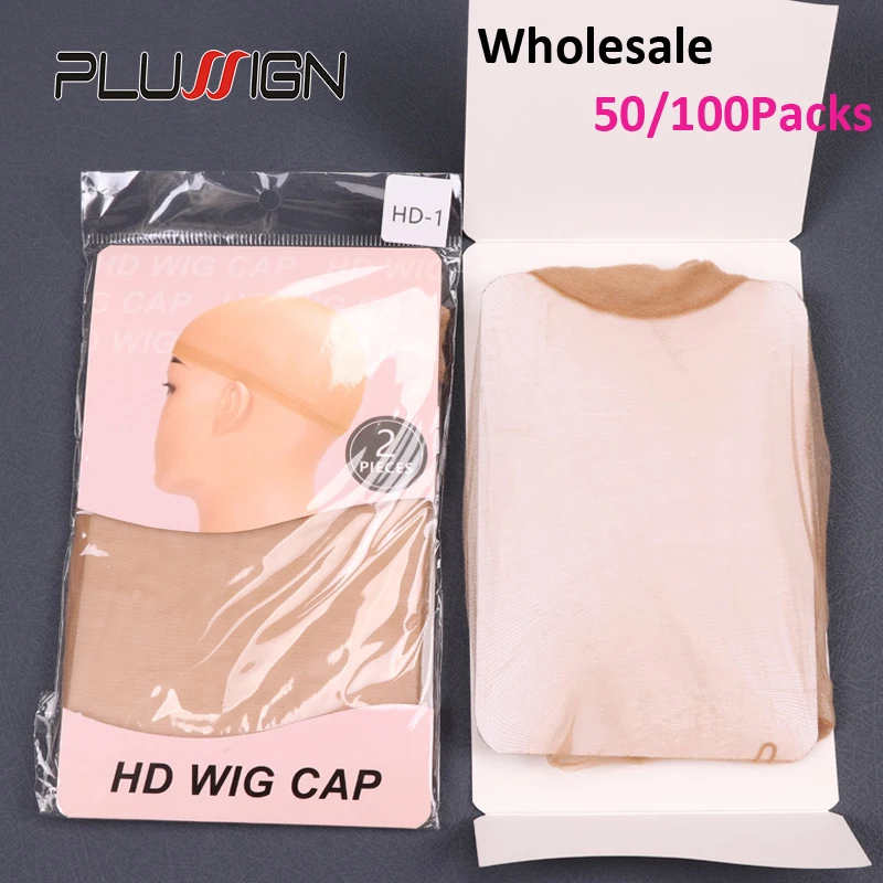 Wholesale Wig Cap 50/100Packs New Hd Stocking Caps For Wigs Cheap Bald Cap Nylon Stocking Wig Cap Stretchy Hair Cap Blad Cap