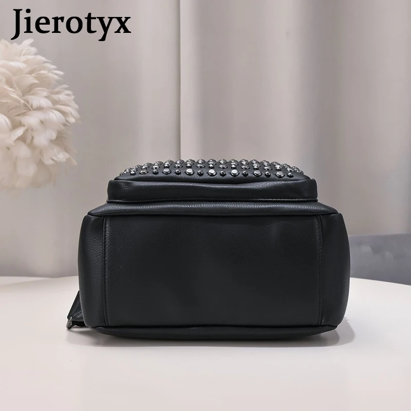 JIEROTYX-Sac à dos clouté à carreaux pour femme, sac à dos fonctionnel, sac à main vintage, sac d\'école de style gothique, sac à dos de voyage, sac