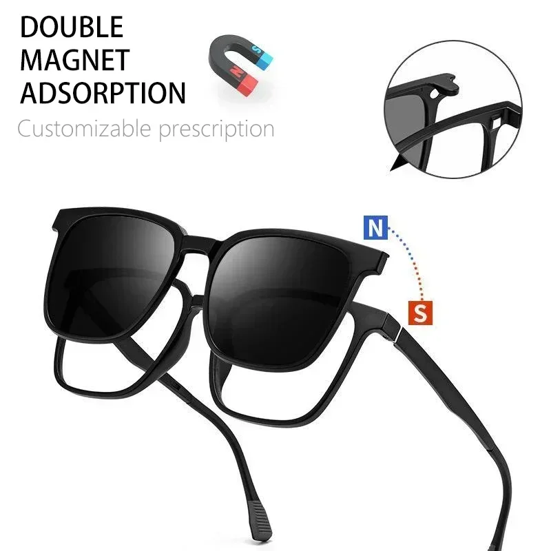 CLLOIO Magnetic Polarized Clip On Prescription Glasses Men Women Myopia Optical Lens Anti Blue Light Progressive Reading Glasses