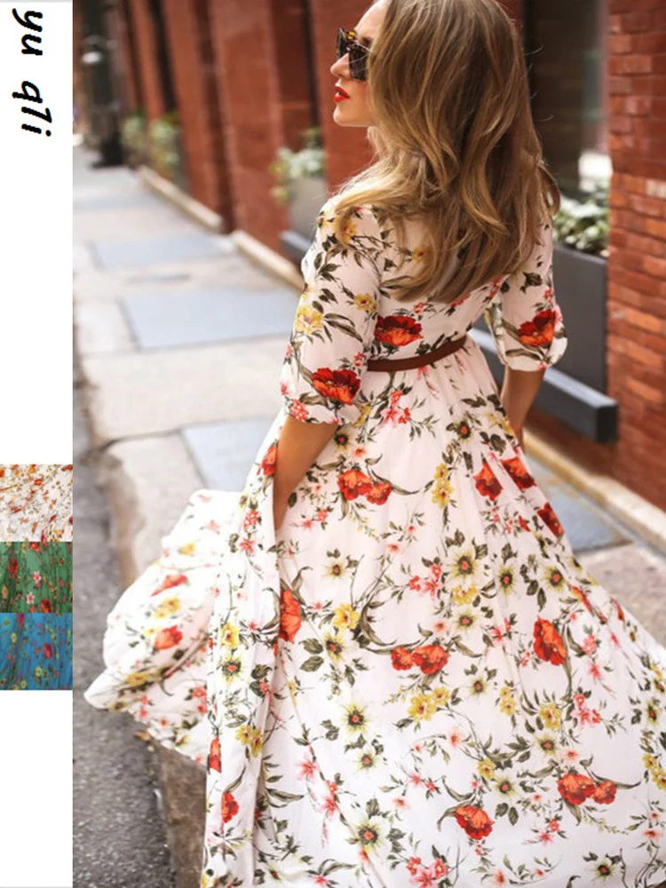 Lâche mi Sve rond Ne imprimé Dr femmes rue Sle confortable été décontracté a-ligne Dr basique Sle