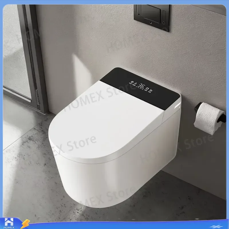 Smart Wall Mounted Toilet Automatic Flushing Remote Control Built in Tank Intelligent Bidet Seat High End Bathroom Sanitary