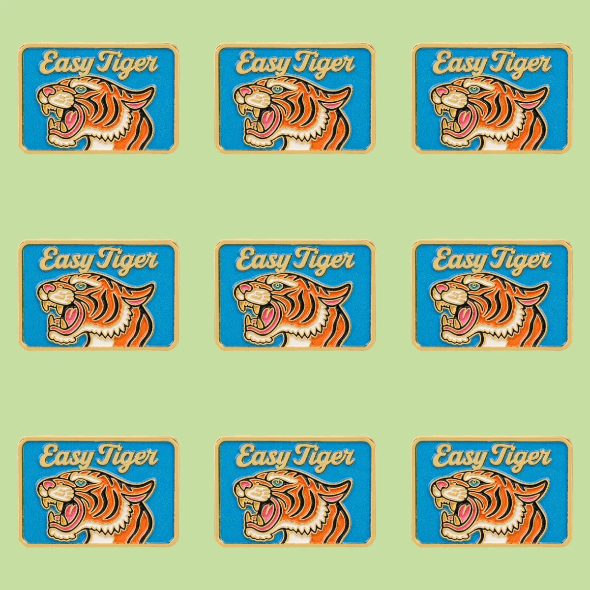 9pcs/Set Easy Tiger Enamel Pin Cool Tattoo Tiger Lapel Pins Badge on Backpack Clothing Accessories Fashion Jewelry Friends Gift