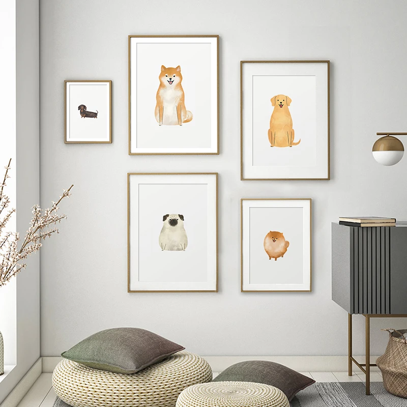 Cartoon Niedlichen Welpen Corgi Dackel Leinwand Malerei Kindergarten Wand Kunst Poster und Druck Nordic Dekorative Bild Kinderzimmer Dekor