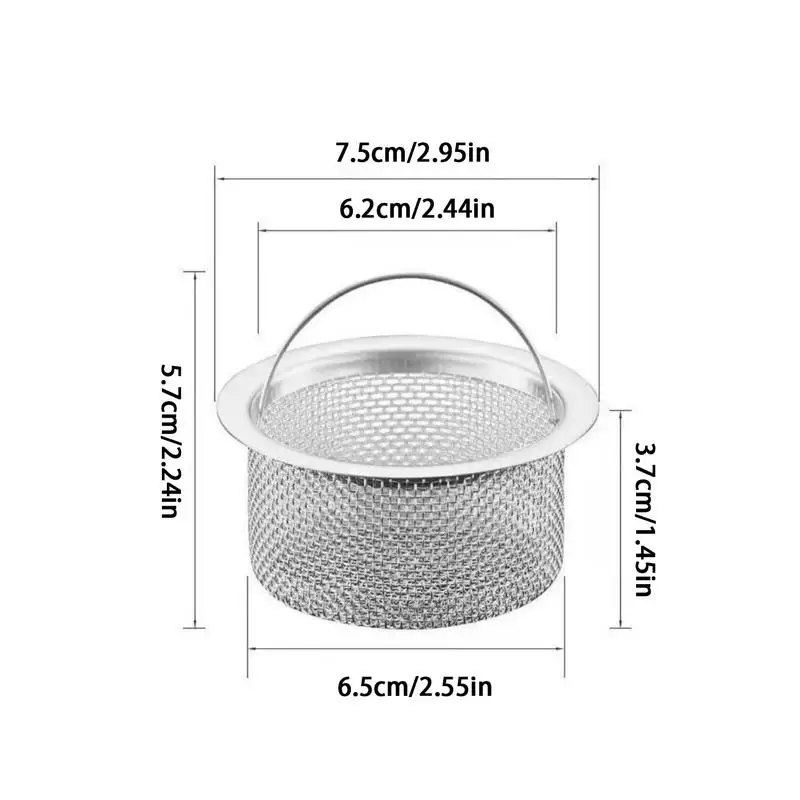 Filtre d'évier de cuisine en acier inoxydable, attrape-cheveux de baignoire, bouchon de douche, filtre de trou de vidange avec poignée, drain de sol pour la cuisine