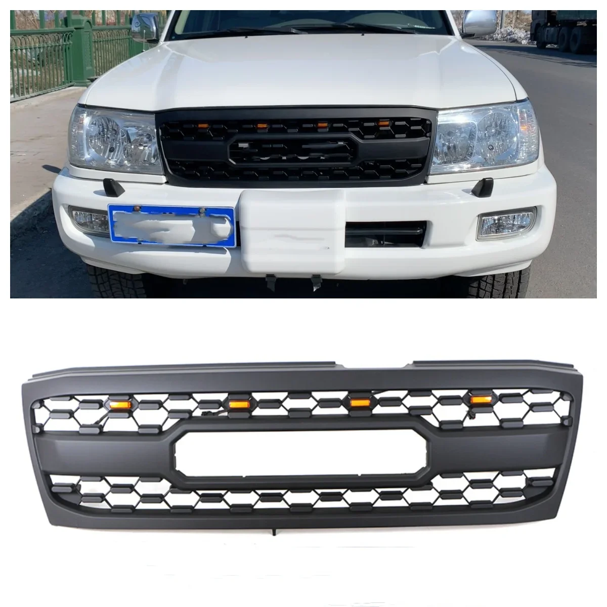 

2003-2006 Auto Parts Hot Sales Black Front Grille With Light Fits For LandCrusier LC100