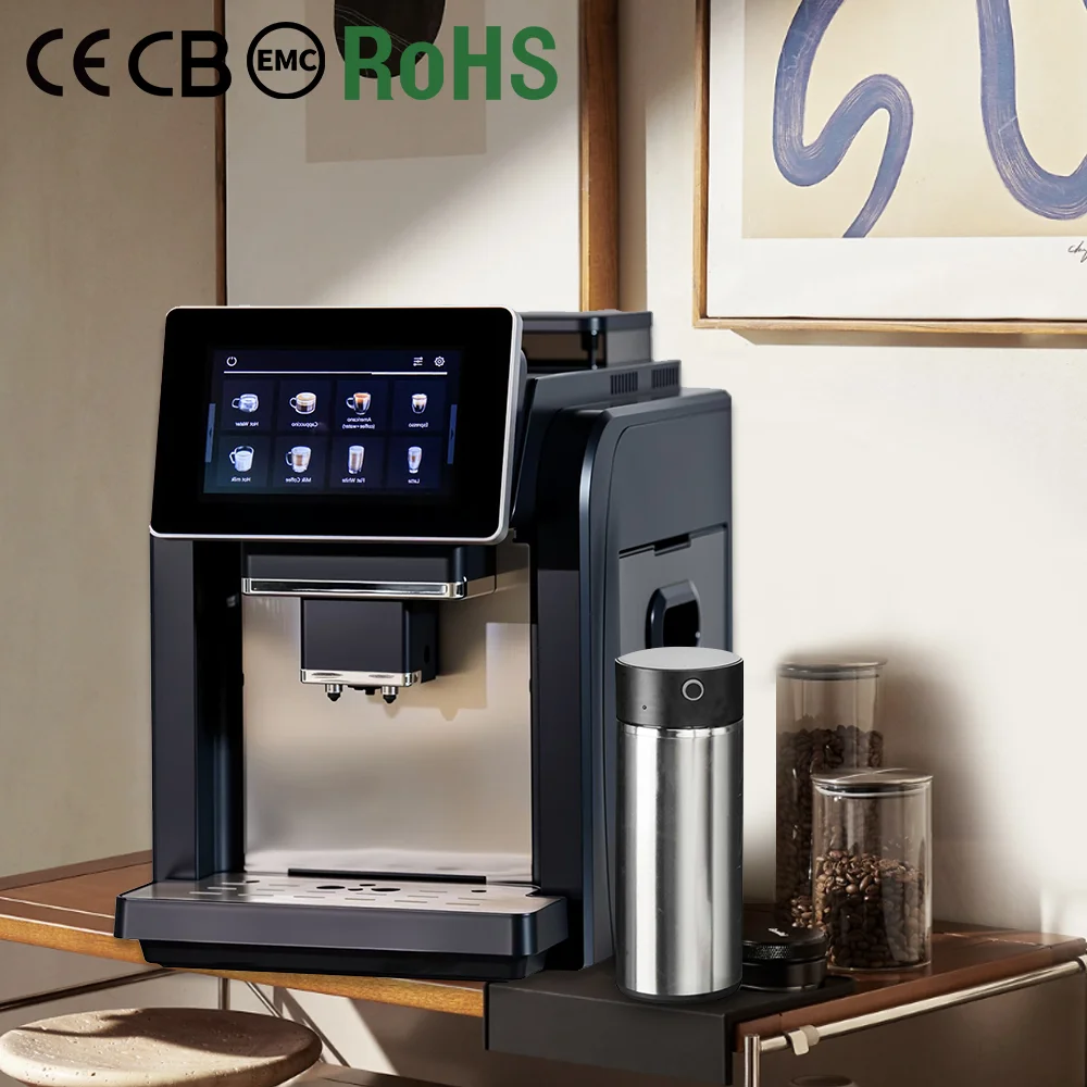 Cafetera Eléctrica de Fácil Operación con Pantalla Táctil de 7 Pulgadas, Cafetera de Lujo con Doble Caldera, Máquina Automática de Café Espresso