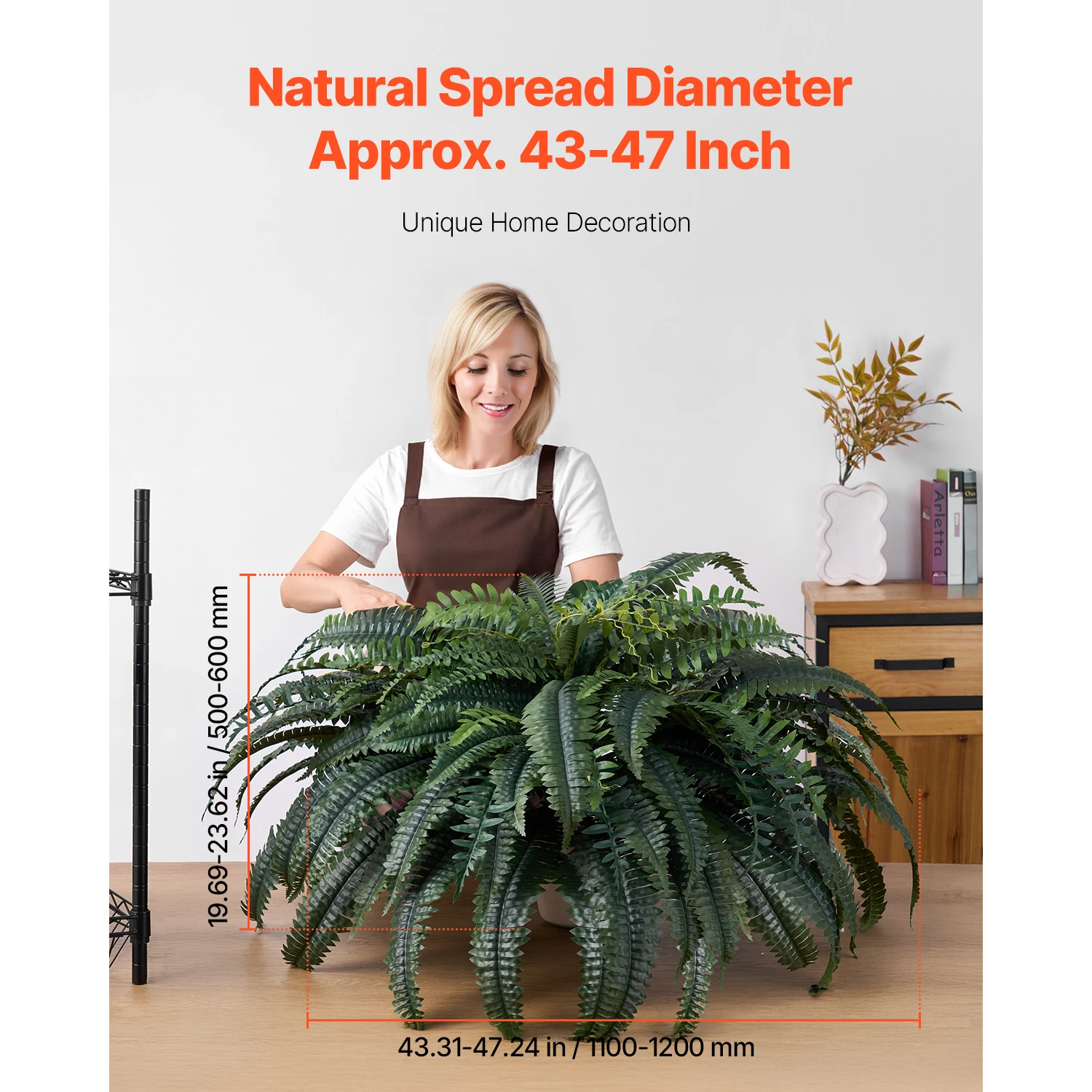 VEVOR Artificial Ferns Large Hanging Artificial Boston Ferns Fake Plant Wall Decor with 88 Branches Faux Fern for Home Office