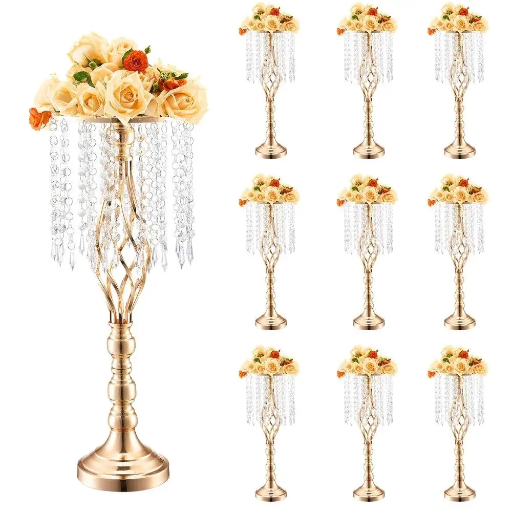 

10PCS 55CM Tall Crystal Wedding Flower Display Vase for party Decoration
