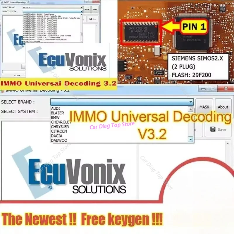 IMMO Universal Decoding 3.2 with free keygen Car diagnostic software link  2026 hot selling newest  EcuVonix 3.2 Unlimited Crack
