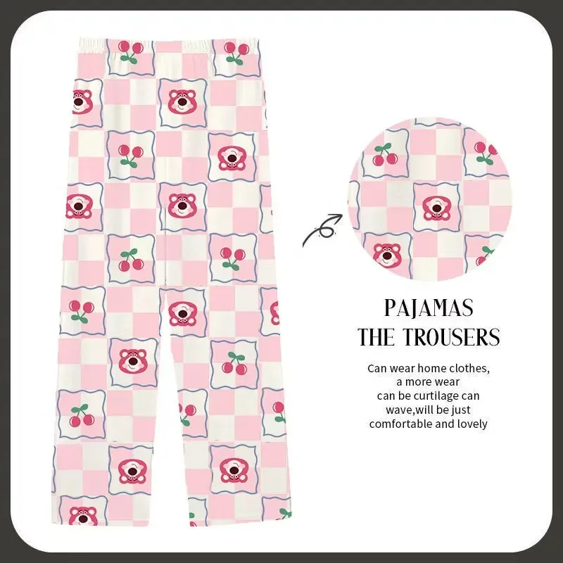 Cartoon Hello Kitty Pajamas Trousers Comfortable Cotton Home Trousers Soft Y2K Women'S Trousers Loose And Cute Straight Trousers