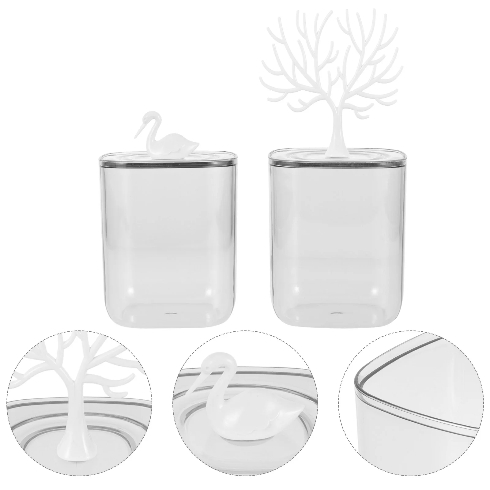 

2 Pcs Jewelry Holder Transparent Storage Box Plastic Cotton Swab Cases Dispenser Toothpick Container Organizers Jar Travel