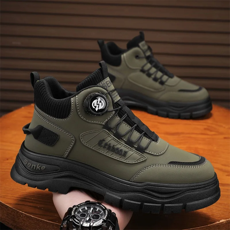 أحذية عالية الجودة جديدة متعددة الاستخدامات للاستخدام الخارجي لعام 2025، أحذية طلابية عصرية ذات سطح جلدي سميك، أحذية رياضية غير رسمية عصرية