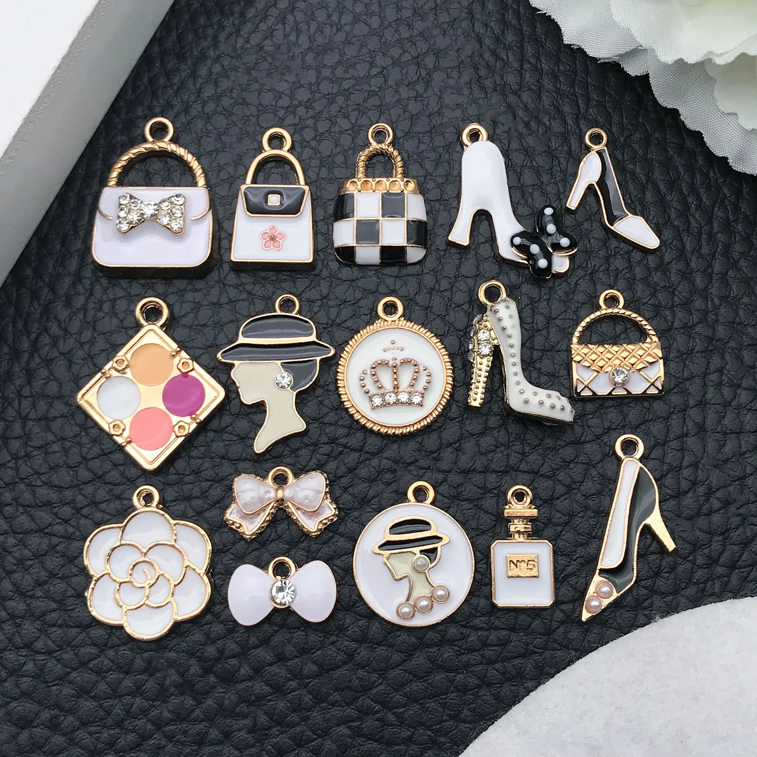 10/16 Pieces Drop Oil Little Chic Lady's Set, Suitable for DIY Handmade Necklace, Bracelet, Earring Accessory Materials. image 2