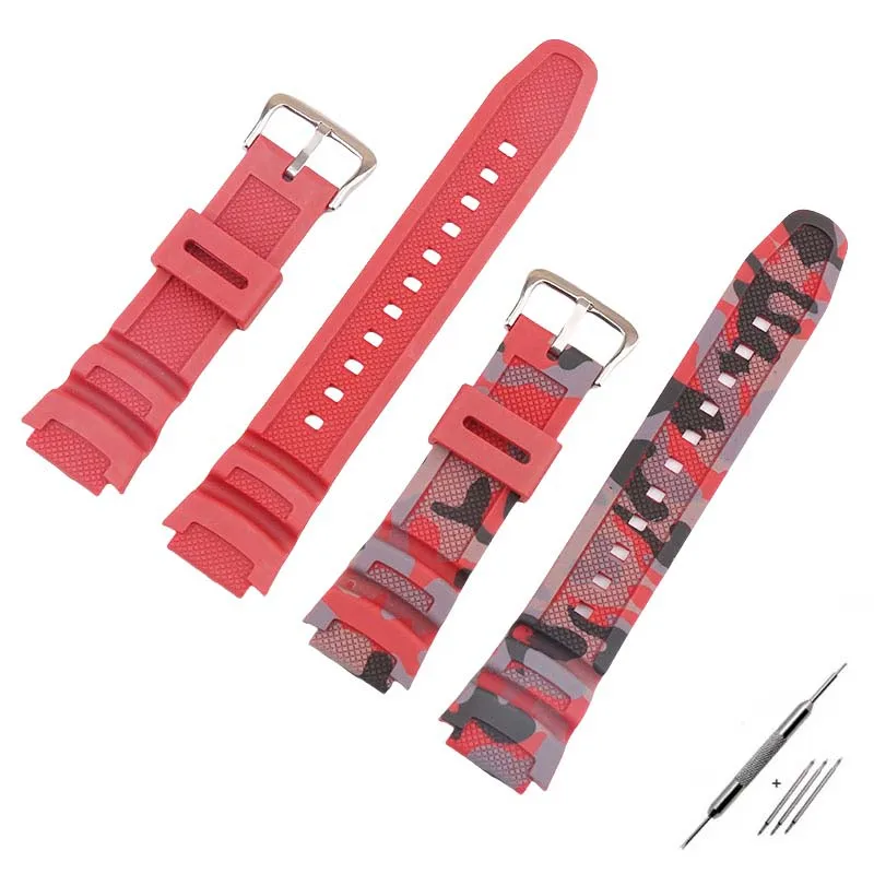 18 mm Herren-Uhrenarmband aus Kunstharz, kompatibel mit Casio AE-1200 SGW-300/400 MWR-200 w218h, Gummi-Uhrenarmband, Gürtelschnalle, Zubehör