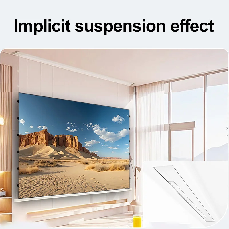 شاشة عرض ALR جديدة بمحرك كهربائي من PetStar باللون الرمادي لعام 2025 مع حامل جداري عائم 16:9 لجهاز عرض عادي 4K