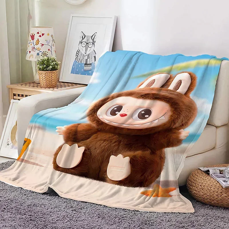 New Labubu Cartoon Anime Flannel Blanket Labubu Throw Home Sofa Lunch Break Blankets Student Blankets Nap Gift