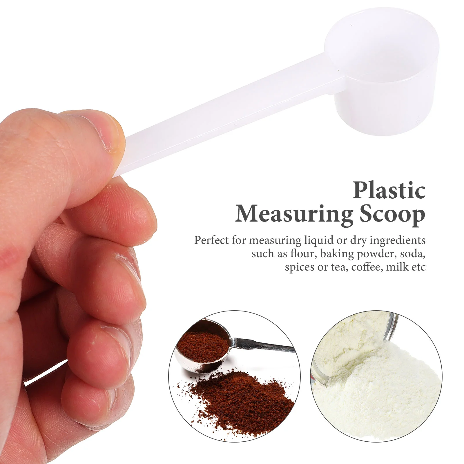 100pcs 5g Plastic Coffee Measuring Spoon For Milk Powder Liquid Seasoning Refillable Reusable Compatible Scoops (White)