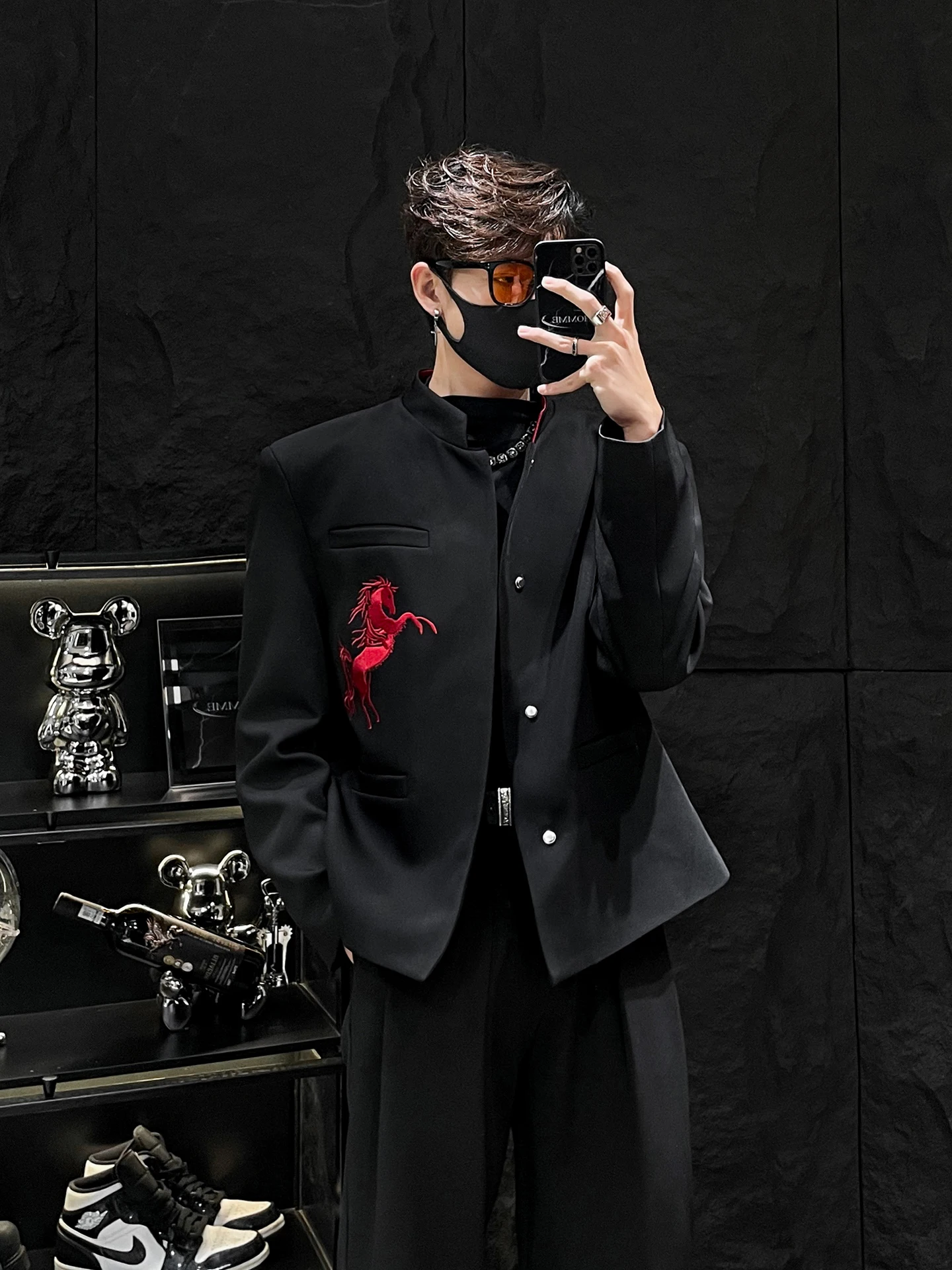 

Новый китайский национальный тренд, год, вышивка, воротник-стойка, мужское повседневное универсальное пальто с воротником-стойкой, пальто West Jaet