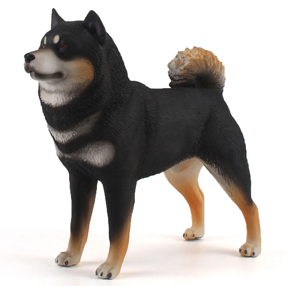 Black Shiba Inu Solid Static Action Figure Large Size Hunting Dog PVC Model Ornament Toy HG152