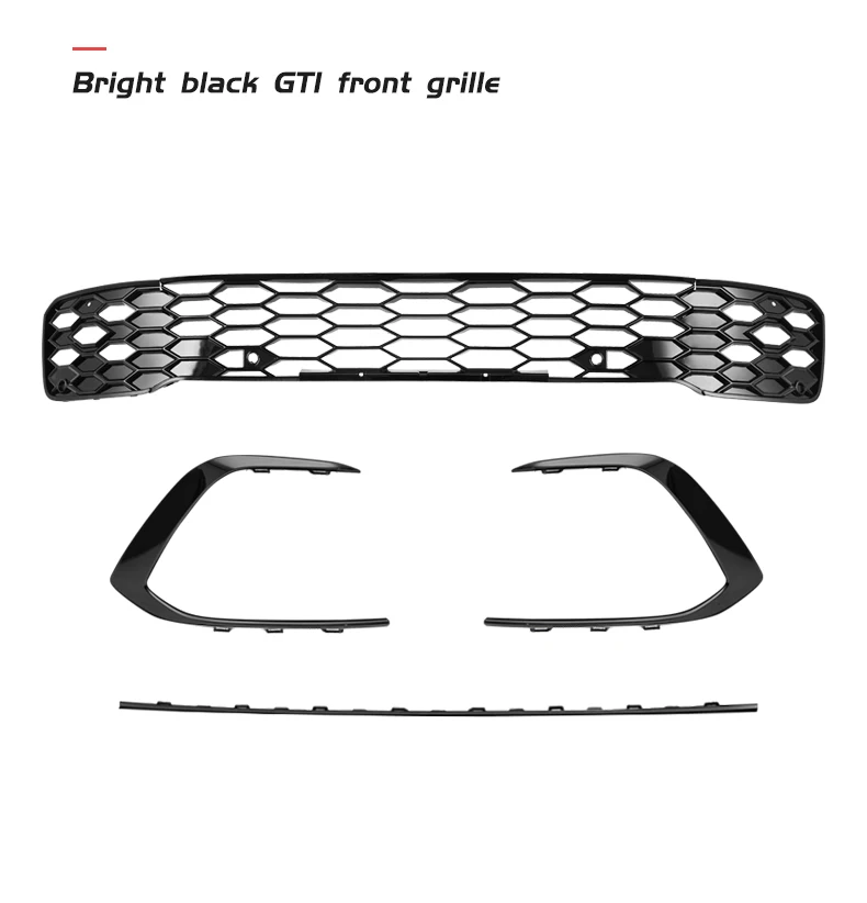 GTI style car accessories body kit Front Bumper Grill decoration sports version front grille fog lamp For vw golf 8 mk8 R-Line