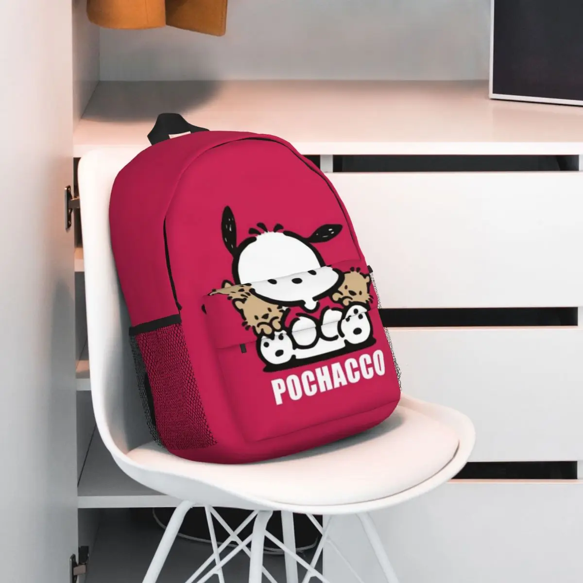 Pochacco 15-Inch Waterproof Backpack - Lightweight Travel Bag with Multiple Pockets for Organization