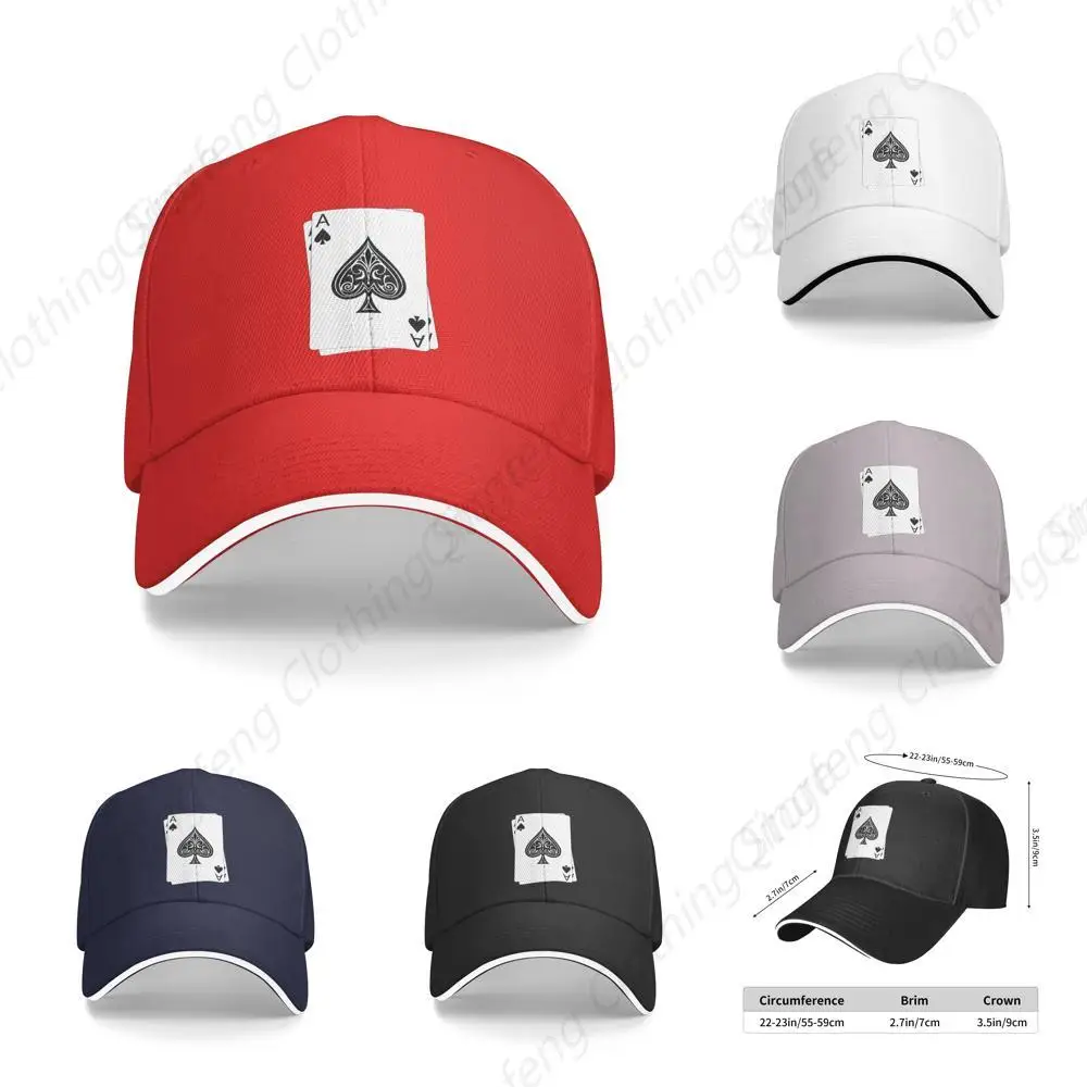 

Poker Ace of Spades Baseball Cap Men Women Adjustable Peaked Sandwich Dad Hats Golf Hat Red