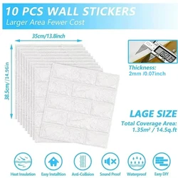 3D Three-dimensional Wall Stickers Self-adhesive Wallpaper Anti-collision Decorative Stickers 10pc