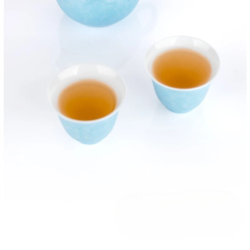 Ceramic teapot Kung Fu tea set, handmade one pot and two cups gift box.
