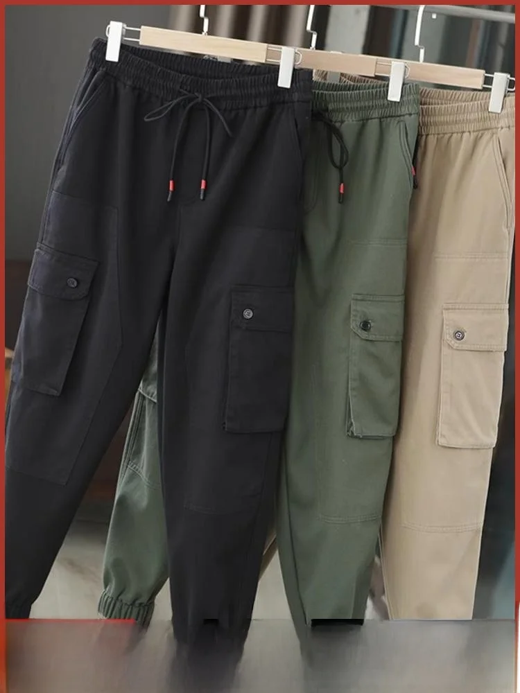 

Тейне Фйс! Легкая спецодежда! Мужские осенне-зимние теплые повседневные брюки с эластичной резинкой на талии и манжетами, спортивные штаны
