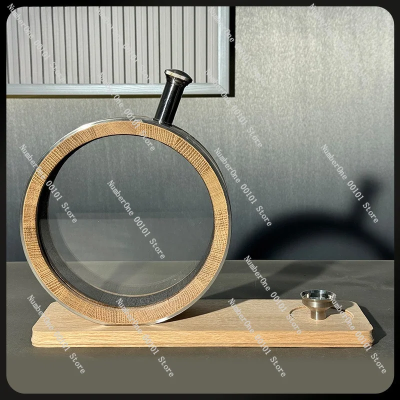 800ml Mini Oak Aging Barrel Glass Visual Window Charred Whiskey Wine Aging Cask Wooden Liquor Dispenser Home Bar Decor Gift