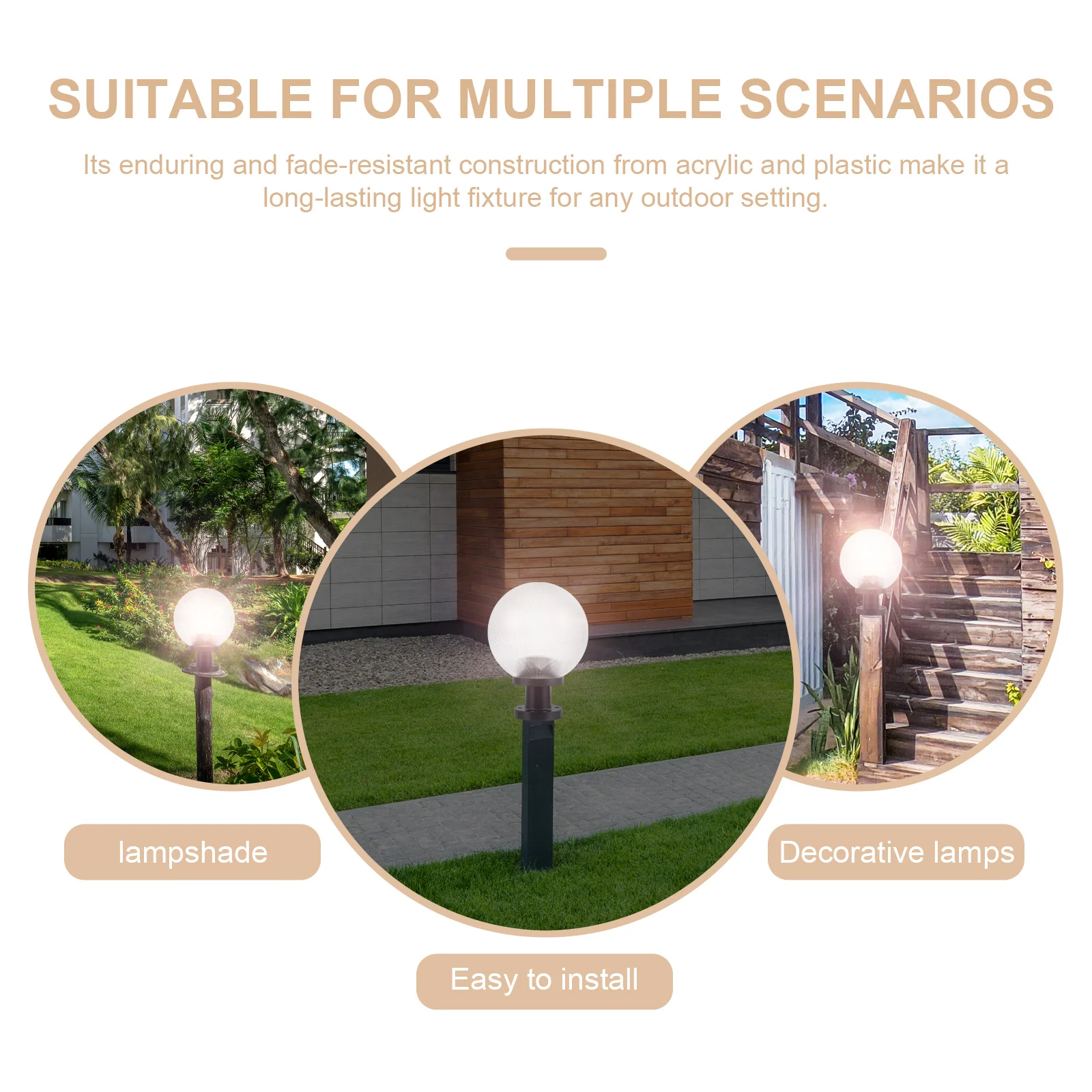 

1 комплект акриловых абажуров для уличных фонарей, декоративная замена для патио, двора, улицы, дорожек