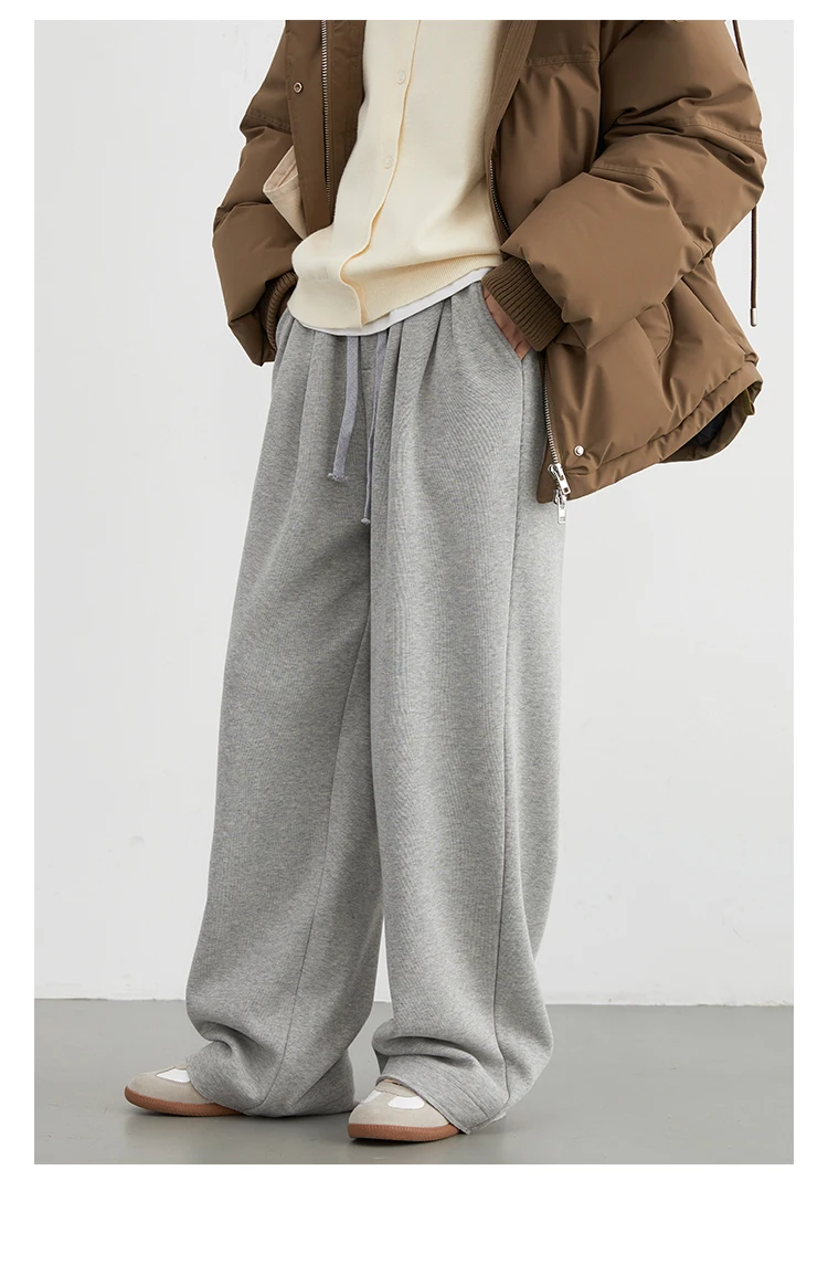 CHIC VEN Women's Pant Streetwear Solid Loose New Drawstring Sports Casual Trousers High Waisted Pants Autumn Winter 2025