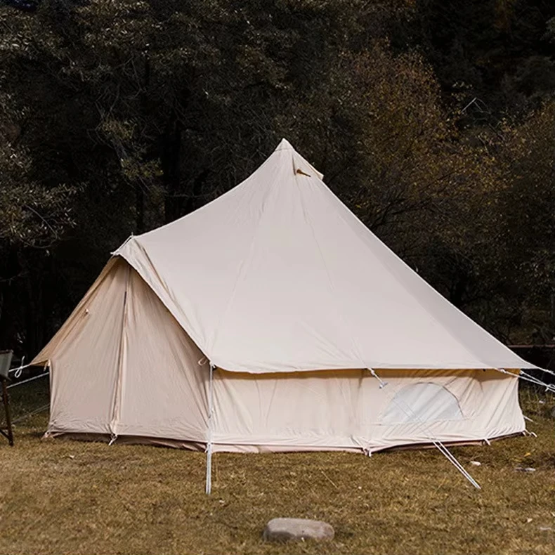 Outdoor Cotton Canvas Bell Yurt Tent Waterproof Thickened Four-Season Family Glamping Camping Resort Hotel 3M 4M 5M Customizable
