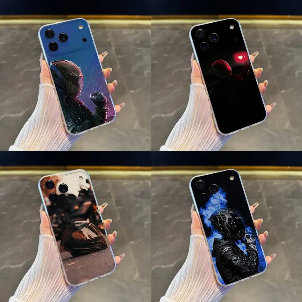 

Motorcycle Rider Phone Case For iPhone 17,16,15,14,13,12,11 Pro,Max,Plus,X,XS,XR,SE4,E Mini Transparent Soft Cover