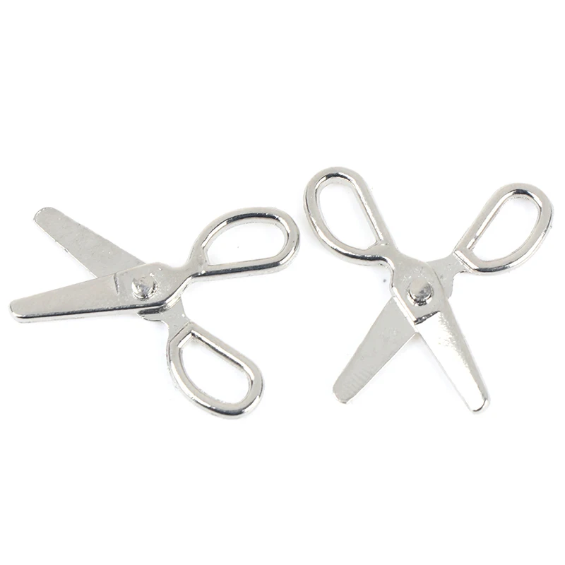 2pcs Mini Metal Scissors Miniature Dolls House Furniture 1:12 Dollhouse Decor