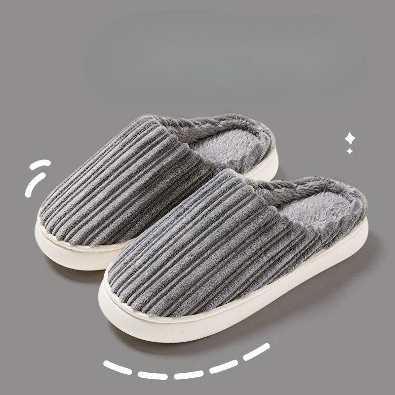 Men Women Couple Cotton Slippers Winter Warm Plush Indoor House Slippers Soft Sole Non Slip Closed Back Cozy Home Shoes 2026 New