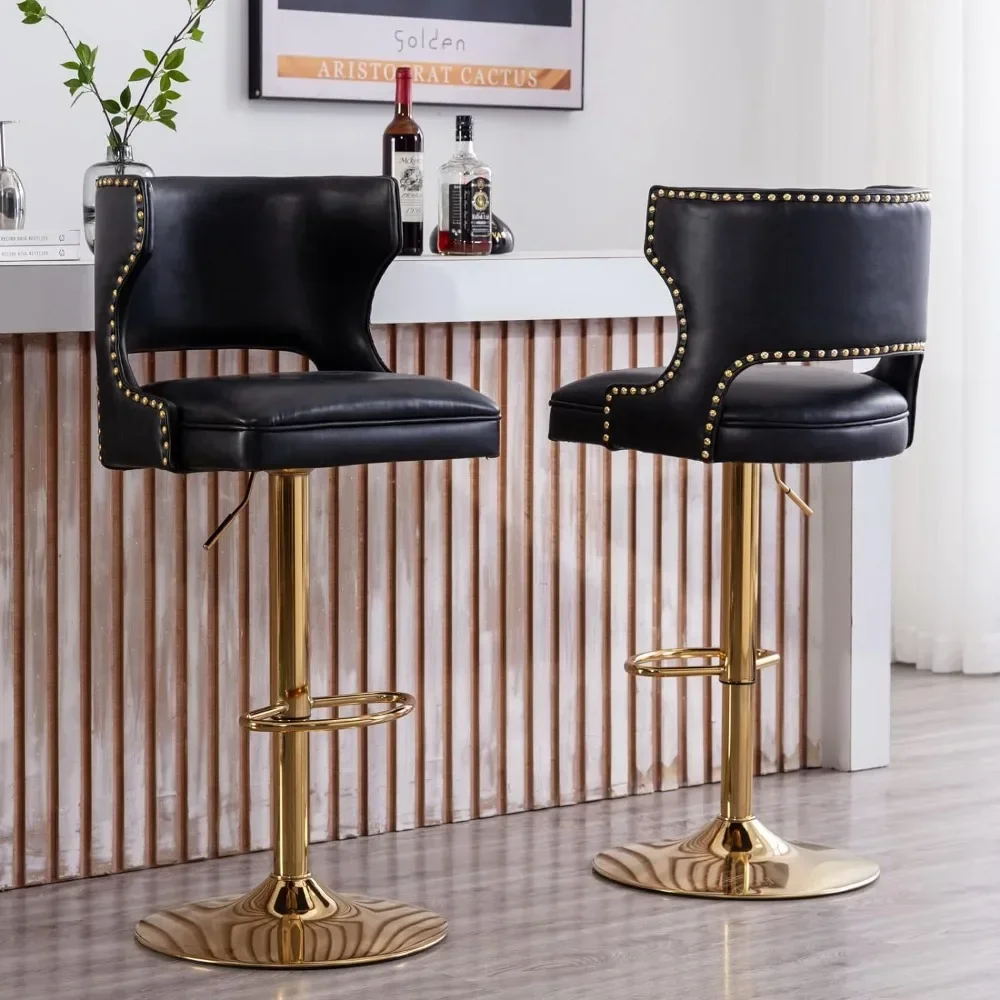 Swivel Bar Stools Set of 4, Adjustable Height Counter Stools Modern Velvet Barstool with Open Back/Footrest, Bar Stools