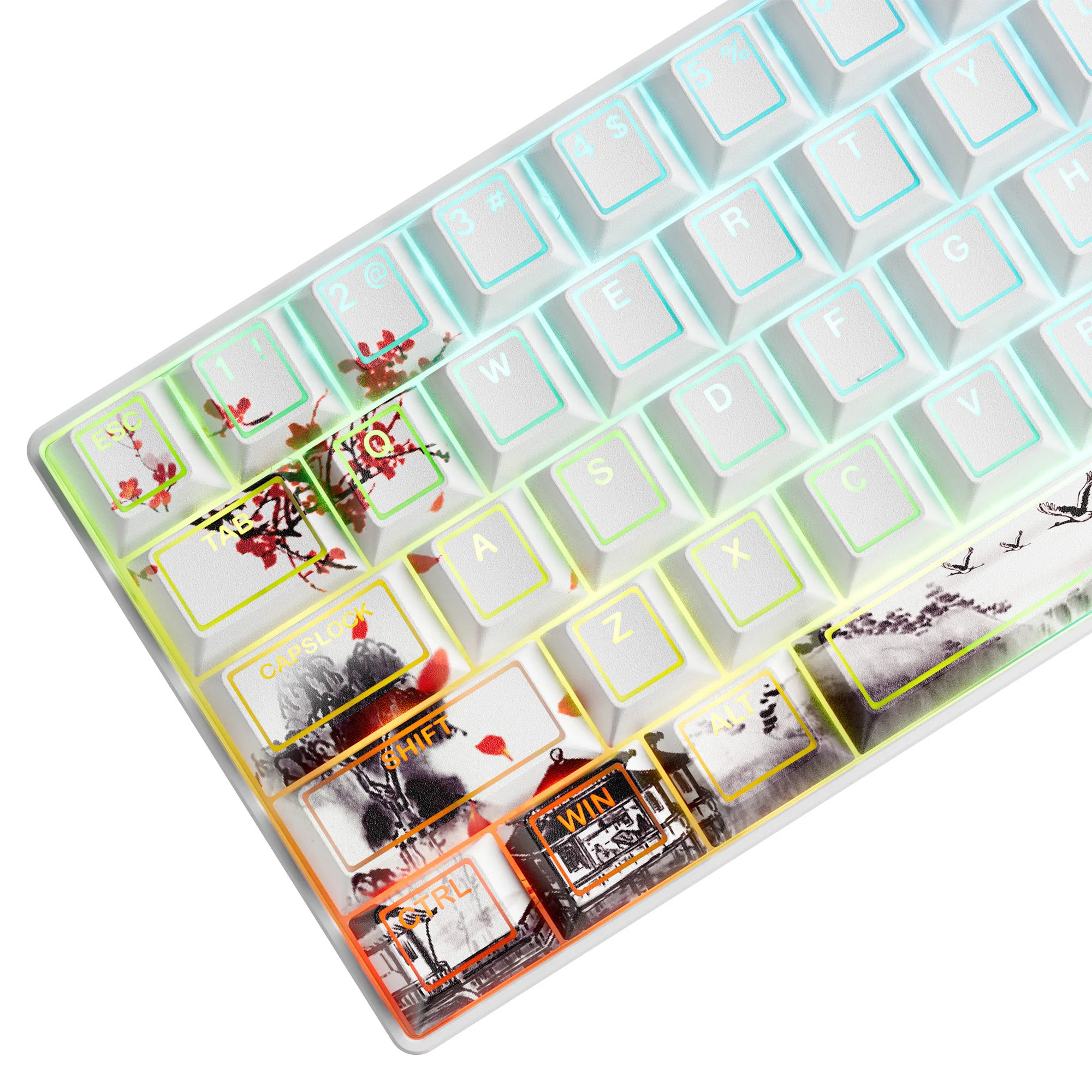 

Колпачки для клавиатуры XVX в стиле «Цветок сливы», 75%, белые, с подсветкой, PBT, сублимационная печать, профиль Cherry, 142 клавиши