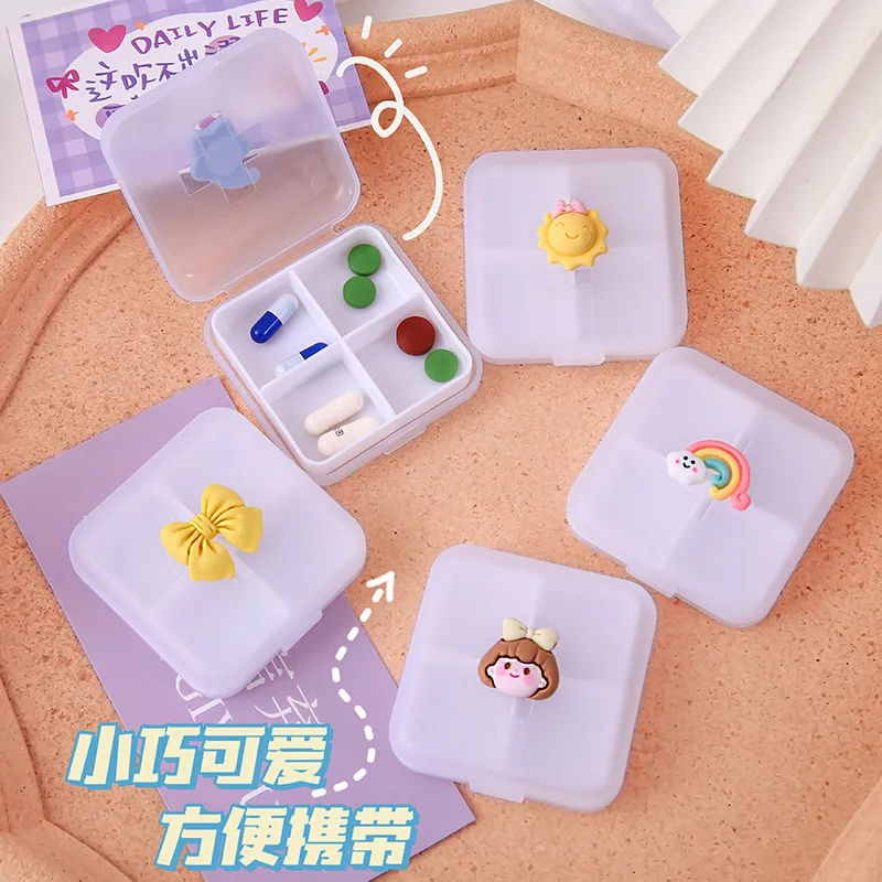 Compartment Pill Storage Box Jewelry Box  Small Item Storage Box Nail Decoration Storage Box  Mini Cartoon Small Pill Box