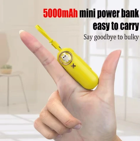 Ultra Slim Powerbank 5000mah Cell Phone Mini Power Bank with Cable Li-polymer Battery