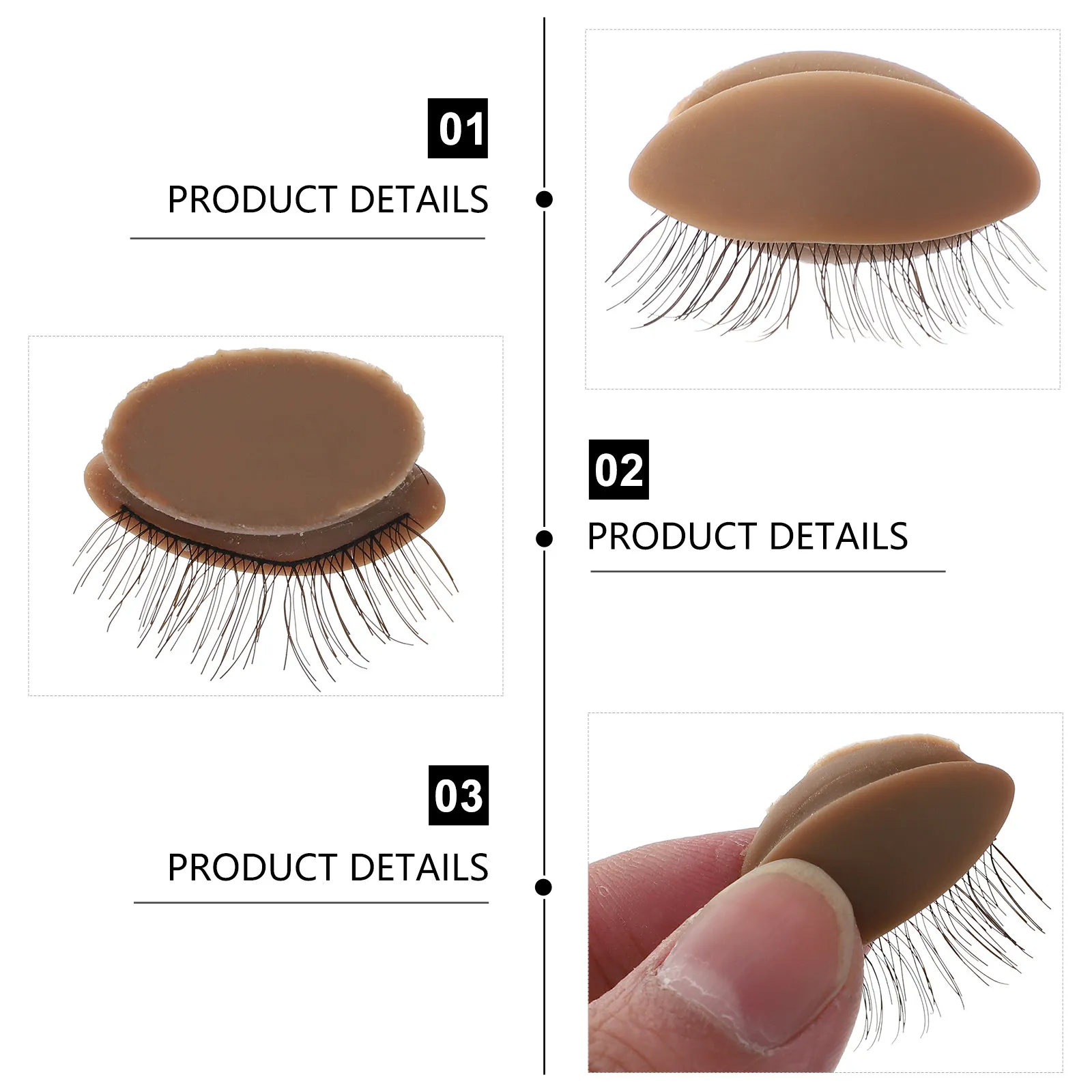 3Pairs Eyelash Extension Practice Heads High Quality Silicone Replacement Eyelids Makeup Training Device Lash Extension