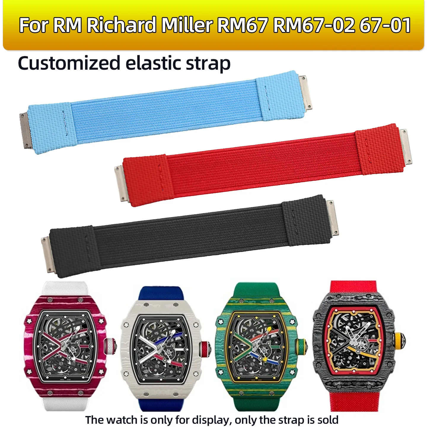 Fluorine rubber elastic nylon Watchband For RM Richard Miller Men's Collection RM67 RM67-02 67-01 Customized special strap