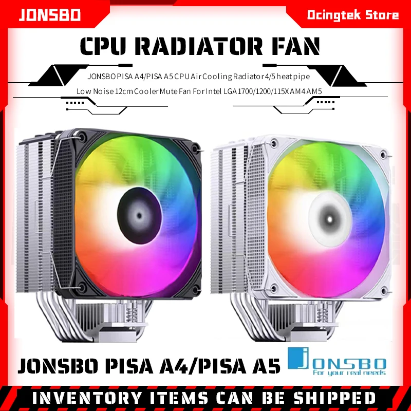 

JONSBO PISA A4/PISA A5 CPU Air Cooling Radiator 4/5 heat pipe Low Noise 12cm Cooler Mute Fan For Intel LGA1700/1200/115X AM4 AM5